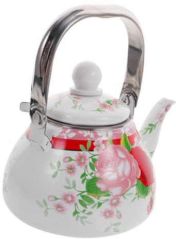 KICHOUSE Mini Teapot Enamel Water Pot for Tea Serving Portable Kitchen Essentials Filter Strainer for Hob Use Retro Design Varies Options