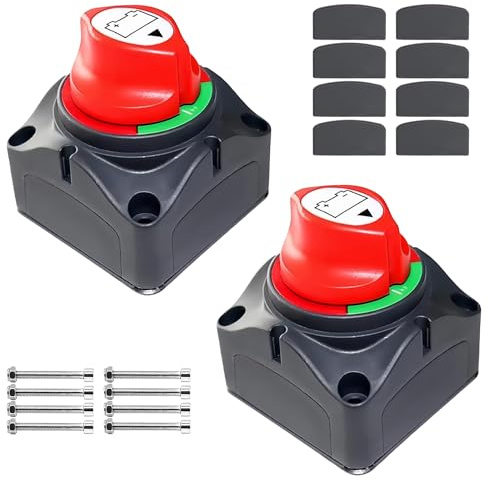 WANDGU 2 Stück Batterie Trennschalter 12V 24V: ON-OFF Batterietrennschalter 12V, Batterie Hauptschalter, Akku Power Cut Off Schalter Hauptschalter für Auto LKW Boot Jacht Wohnwagen Motorrad KFZ