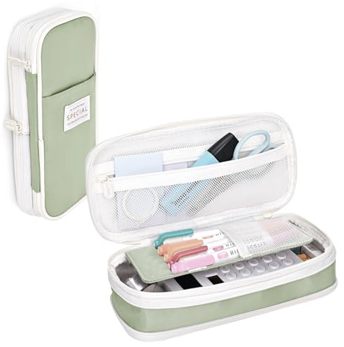 KUKUPOW Federmäppchen Aesthetic, Stifte Mäppchen, Federmappe Groß, Teenager Mäppchen, Etui Stifte, Pencilcase Einfach und Dauerhaft Geeignet für Schulen und Büros(Grün)