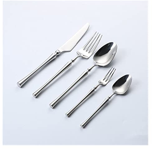 GUHPZA Hodages Partygeschirr Edelstahl Besteck Löffel Gabel Set Reisegeschirr Set Goldenes Besteck Set Silberbesteck Messer Gabel Sets 5Stk Hervorragend