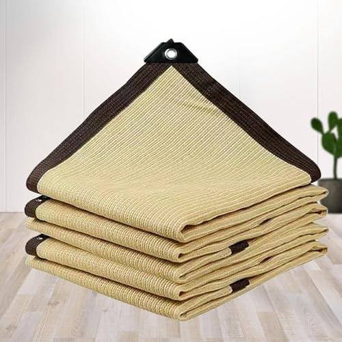 KSQP Rete Ombreggiante per Tende Sole Vele Ombreggianti Termoisolate Protezione Solare Tessuto Ombreggiante Traforato Parasole 90% Anti-UV Occhielli Balconi Esterno Serra Rete Frangivento,beige-2x4m