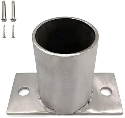 Kit de support de base de poteau de clôture rond robuste pour mât de drapeau/colonne en bois/terrasse, porche, balcon, 90 mm de diamètre, kit d'ancrage avec trou de vis