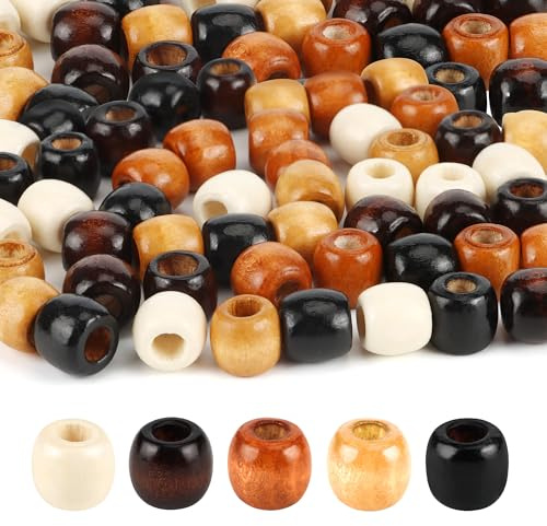 500 Stück Holzperlen,Große Löcher Fass Holzperlen Braune | Makramee-Perlen für Dreadlocks Makramee Perlen für die Herstellung von Schmuck