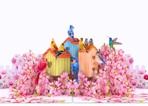 PIECE GIFT Pop Up Birthday Card for Women – 3D Birds and Flower Garden Card