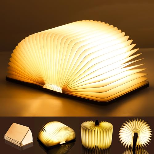 Luthando LED Buchlampe, Buch Licht Faltbare Buchlampe 21.5x17 cm, LED Stimmungsbeleuchtung USB Aufladbare Nachttischlampe für Kinder Freundin Geschenk Home Decor