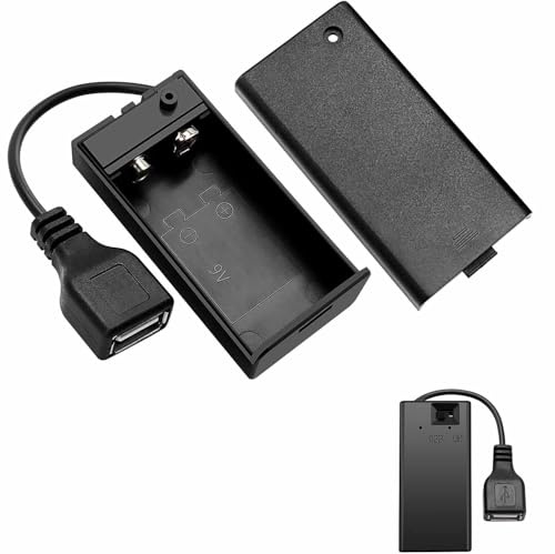 Portapilas Pila 9V, Portapila para Robótica, Porta Pila para arduino, Soporte de Batería 6LR61, Incluye Cable de 200mm, Voltaje Total: 9V, Conexión USB Hembra