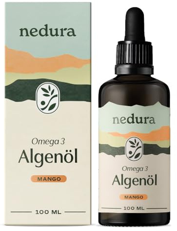 nedura® Omega 3 Algenöl mit Mango - Natürliches DHA & EPA - Laborgeprüft, vegan - 100ml