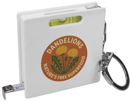 Azeeda 'Dandelions, Natures Free Superfood' Keyring Tape Measure/Spirit Level Tool (KM00043837)