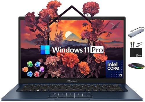 ASUS Vivobook Laptop 2025 Computer aziendale ultra portatile, display FHD da 14 pollici, 24 GB di RAM, 1 TB di memoria (SSD da 512 GB + 500 GB Ext), Intel i3-1315U a 6 core, MarxsolAccessory, Win 11