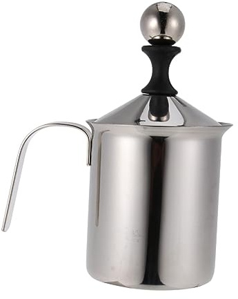 Luxshiny Espumador Manual de Leche Inoxidable Batidor Doble para Café y Latte de Limpiar y Uso Controlado