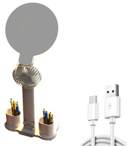 MARCBUSE Lámpara de mesa LED flexible con brillo ajustable de 3200 mAh, recargable/USB, lámpara de escritorio con ventilador para estudio, luz de escritorio recargable