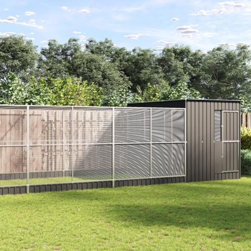 HOMEELIKE Voliere mit Erweiterung Silbern 704x303x216 cm Stahl