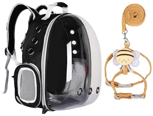 Transparenter Weltraumkapsel-Haustier-Rucksack, tragbarer Haustier-Rucksack, kann Katzen bis zu 13 Katzen unterbringen, mit einer niedlichen Leine, geeignet zum Wandern, Spazierengehen und Camping