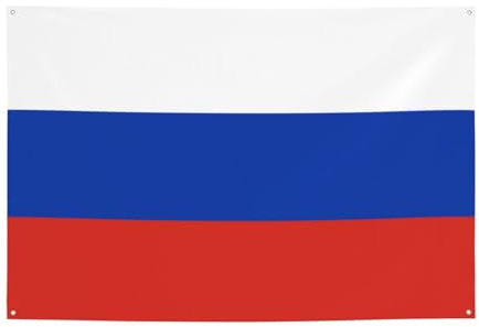 FDGBNM Bandera rusa vibrante para fiestas, 47 x 17 pulgadas, resistente a los rayos UV, a prueba de decoloración, 4 ojales, para uso en interiores y exteriores.