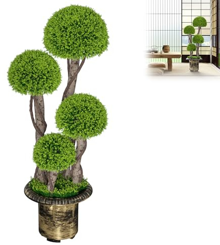 Aufun Künstliche Pflanzen Pilzbaum Groß 90cm, Plastik Künstliche Pflanzen im Topf, UV-beständig Kunstbaum Fake Plant wie echt für Wohnzimmer Schlafzimmer Büro Garten Moderne Dekoration