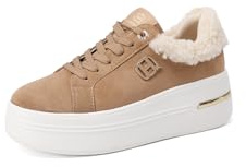 QUEEN HELENA Zapatillas deportivas de plataforma para mujer X33-16, camel, 35 EU