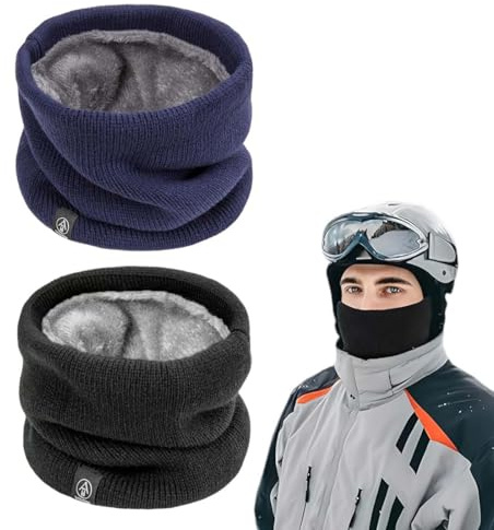 JUGUTA 2 Piezas Braga para Cuello Invierno, Bufanda Tubular, Snood Windstopper, Braga para Cuello Hombre Mujer, Braga Térmica Moto, Calentador para Ciclismo Running Snowboard Deportes