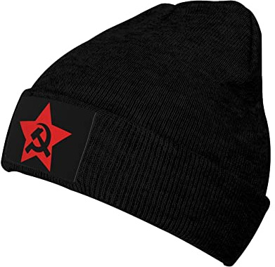 KWQDOZF Bonnet tricoté à Revers pour Homme et Femme, Motif Marteau, Faucille et étoile de l'URSS Communiste