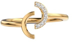 Månfas solitärring i 925 sterlingsilver | guldpläterad | med moissanit, lyxig handgjord rund ring för kvinnor | LKJR_0171
