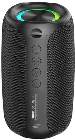 Jectse Portable Wireless Full Range Speaker with RGB Lights, 8W Powerful Bass for Home/Party/Outdoor, Rechargeable/BT for Music Lovers (Black)