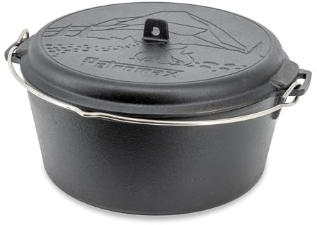 Petromax Dutch Oven Essential Line – Casserole pour un usage quotidien en fonte pour induction, gaz, four, barbecue ou feu de camp. Cuisine, pâtisserie, barbecue, rôti (7,5 L)