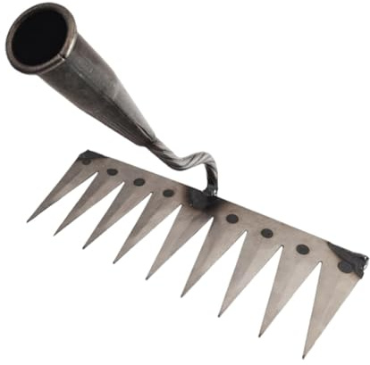 Jiuvaso Rastrello per la rimozione delle Erbacce dal Paesaggio, Robusto rastrello Manuale da Giardino per lavori Pesanti, Ideale per la Coltivazione, 9 Denti