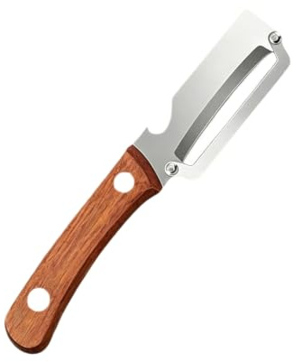 1pcs Eplucheur Multifonction en Acier Inoxydable avec Manche en Bois Massif Couteau Eplucheur de Legumes Multifonction Ergonomique Coupe Legumes Multifonctions pour Cuisine Maison Restaurant