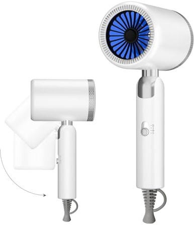 Hair Dryer for Women & Men, 1800W Foldable Ionic Hairdryer, Compact & Lightweight Blow Dryer with Even Heat, Ceramic Tec, No Heat Damage, Fast Drying, Anti Frizz, Foldable Hair Dryers