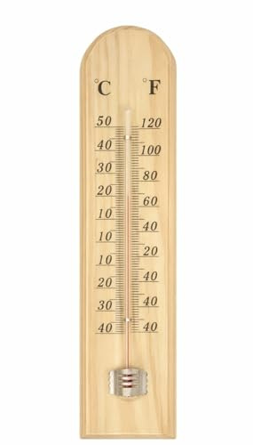 Ever pacific Termometro da Parete in Legno per Interni ed Esterni – Liquido ad Alcool, Senza Mercurio