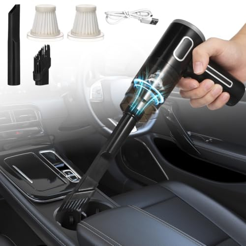 Lurrose Aspirateur pour Voiture sans Fil Puissant 2000mah Buse Plate Allongée et Brosse, Multi-Fonctionnel en Plastique pour Nettoyage Intérieur Véhicule et Maison