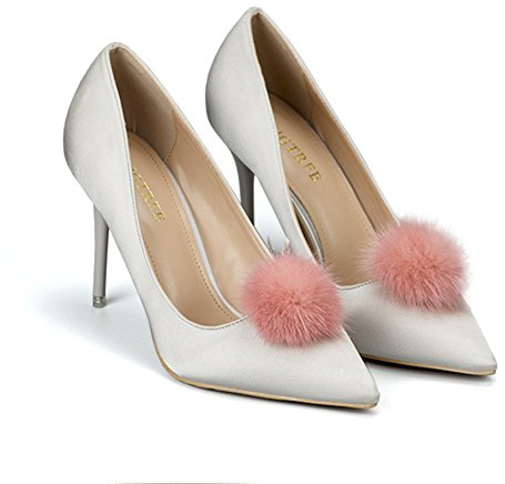 YOUMU Frau Schuhe Zubehör Schuhclips Pompon 10 Farben(2 Stücke) (Rosa)