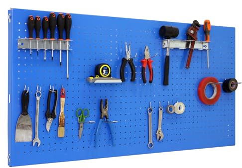Simon Rack Porte-outils mural 400x900 mm - Panel Click | Inclut 17 accessoires, Peinture anticorrosion, ∅ 5 mm, Montage système clic, Bleu