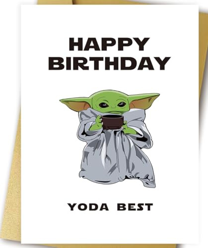 OJsensai Yoda Birthday Card, Funny Star Wars Bday Card, Cute Card for Kids Him Her, Yoda The Best