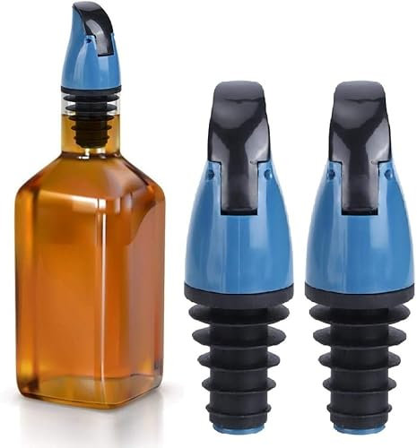 Tapón de vertido de Botella de Aceite, Boquillas de Aceite de Oliva, Dispensador de tapón para verter botella de aceite para vino salsa de soja botellas de vinagre utensilios de cocina(azul marino)