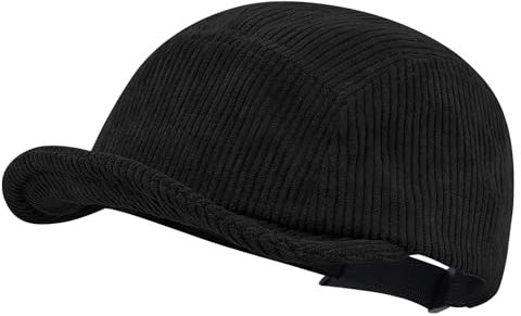 CLAPE Unisex Classic Short Brim Cap 5 Panel Baumwolle Basecap Premium Corduroy Baseball Cap Cord Snapback Cap Verstellbare Schildmütze Fullcap Winterkappen