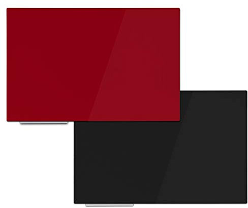 Farbige Magnettafel aus Glas - rahmenlos mit abgerundeten Ecken - unsichtbare Montage - Glastafel aus Sicherheitsglas - Rot 80x110 cm