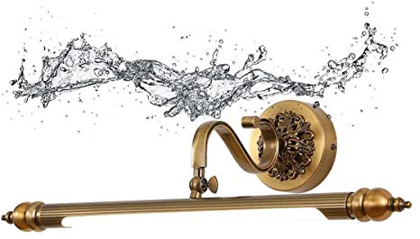 LANMOU Luz LED Vintage para Espejo Tocador, Aplique de Baño 180° Giratorio, Luz Retro Rústica para Pared, 8W/51.5cm