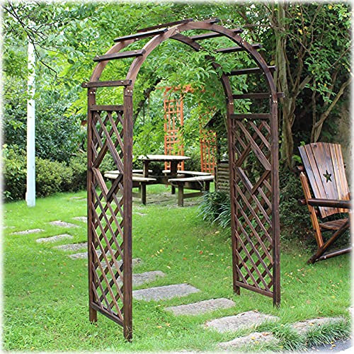 HLILY Holzbogen Eingangspergol Rosenbogen - Traditioneller Gartenbogen für Kletterpflanzen, Rosen, Pergola, 120 x 50 x 215 cm (B x T x H), Spalier Rose Rankhilfe Torbogen Natur Tan Holz