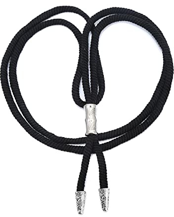 DELIGUO Bolo Ties Krawatte Für Herren - Lässiges Nylonseil Mit Einer Einfachen Schwarzen Klassischen Schleifen-Krawatten-Halskette, Tanz-Rodeo-Western-Cowboy-Schmuck-Kostümzubehör