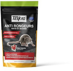 TESKAD – Anti-rongeurs maison et jardin – Pâte prête à l’emploi sans parfum – 1 Pack x 150g