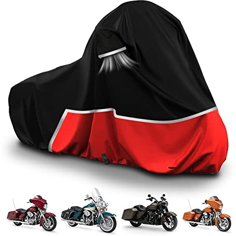 Wasserdichte Motorradabdeckung Ersatz für Harley Davidson Touring Modelle, 420D Oxford Tuch Electra Glide, Road King/Glide, Street Glide, CVO Road/Street Glide Abdeckung für Schnee, Regen, Staubschutz