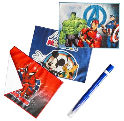 ICE TOYS Juego de 3 toallas protectoras de escritorio, manteles individuales de tela para niños, 30 x 40 cm, 100 % poliéster, para escuela, viaje, regalo (juego de hombre)
