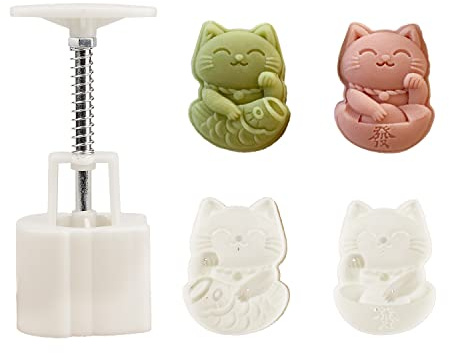 Cute Shaped DIY Mooncake Molds，Mooncake Mold Thickness Adjustable，Hand Press Cookie Dessert stamp Pastry Decoration Tool (2 cats)