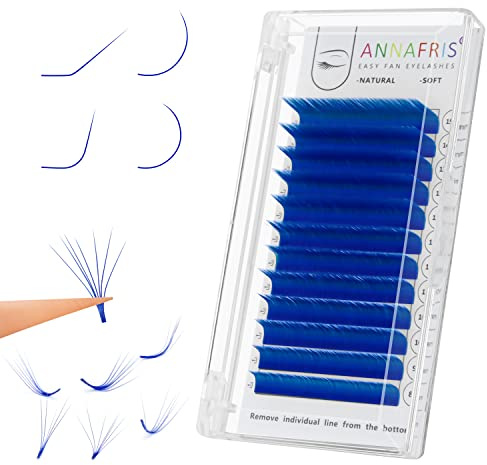 ANNAFRIS Wimpern Extensions Bunte Easy Fan Blau 0.07 C 8-15mm Mix Farbig Selbstfächernde Wimpernverlängerung Russian Volume Wimpern(BLUE 0.07-C Mix)