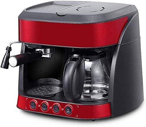 TEmkin Machine à expresso avec broyeur à capteur, double système de chauffage, pompe combinée, filtre à expresso, machine à café avec baguette à mousser (rouge) (rouge)