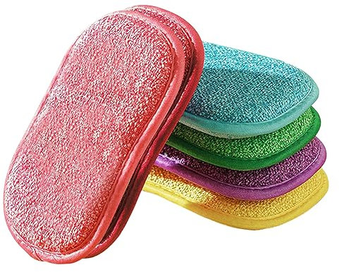 6 Stück Mikrofaser-Reinigungsschwämme, doppelseitig, Geschirrspülschwämme, Fett, Scheuerschwamm, Staubwischen, Polierpads