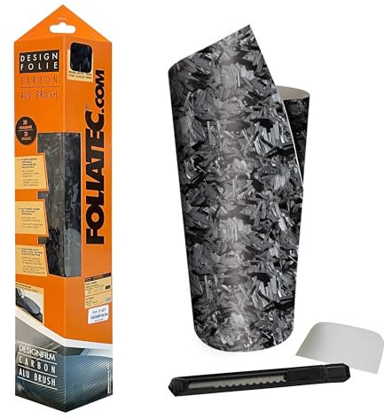 Foliatec Cockpit Designfolie Forged Carbon Folie für Auto Cockpit, schwarz strukturiert, 50 x 50 cm