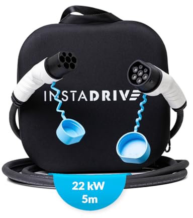 INSTADRIVE Cavo di ricarica da tipo 2 a tipo 2 per auto elettriche, 32A / 22kW / 3 fasi, 5 metri, per la ricarica di auto elettrica (EV) e plug-in ibrido (PHEV) a portafoglio e stazioni di ricarica,