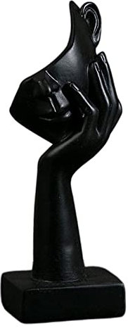Duiaynke Estatua de resina de pensamiento de media cara, escultura de arte abstracto, decoración de obras de arte, personajes para escritorio, sala de estar, hogar (negro)