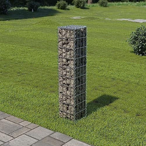 Homgoday Gabion Mur avec couvercles en acier galvanisé 20 x 20 x 100 cm, panier en gabion, panier en grillage en pierre, mur de soutènement extérieur en spirale, jardinière de jardin Gabion surélevée